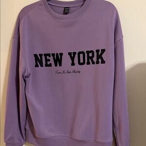 SHEIN Lavender New York Crew Neck Sweater